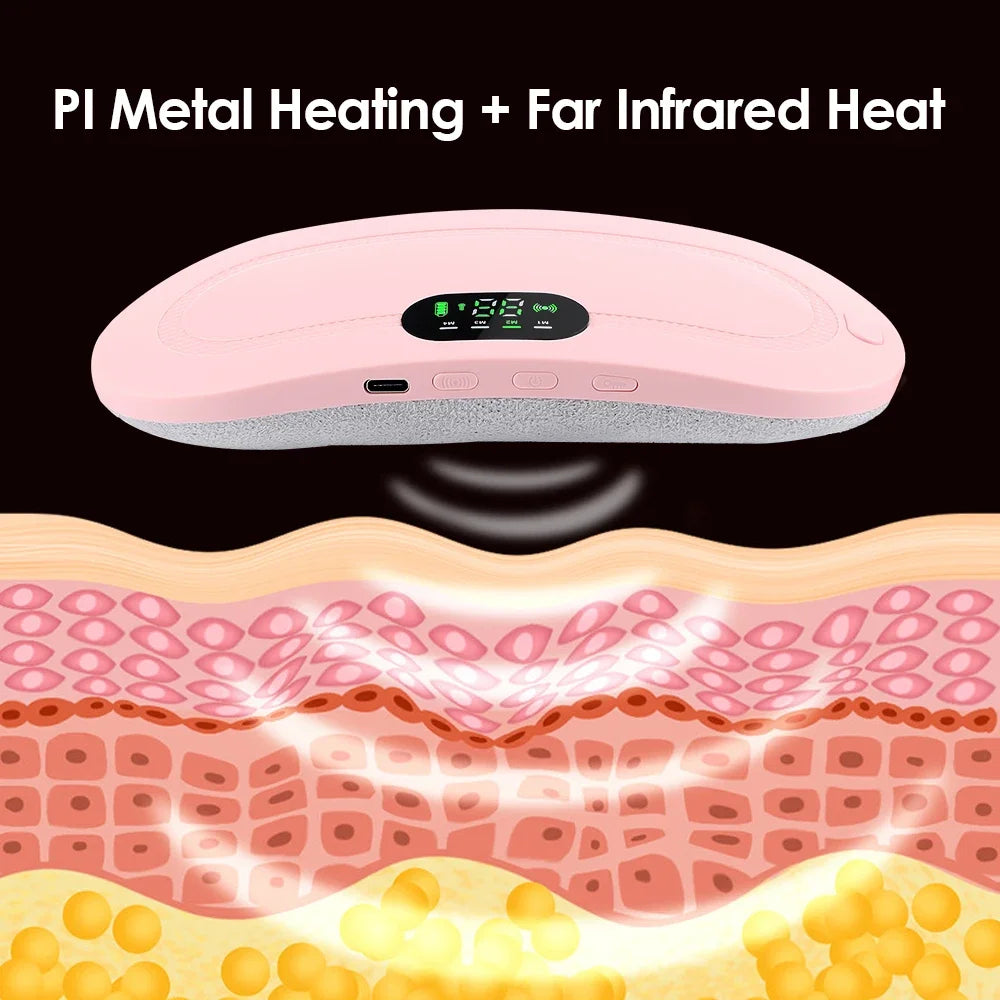 Electric Waist Massage Period Cramp Massager Vibrating Heating Belt for Menstrual Waist Stomach Abdominal Warm Palace Belt